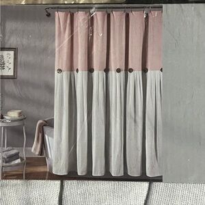 🔴 Lush Decor Linen Button Shower Curtain - Blush Linen! 🔥